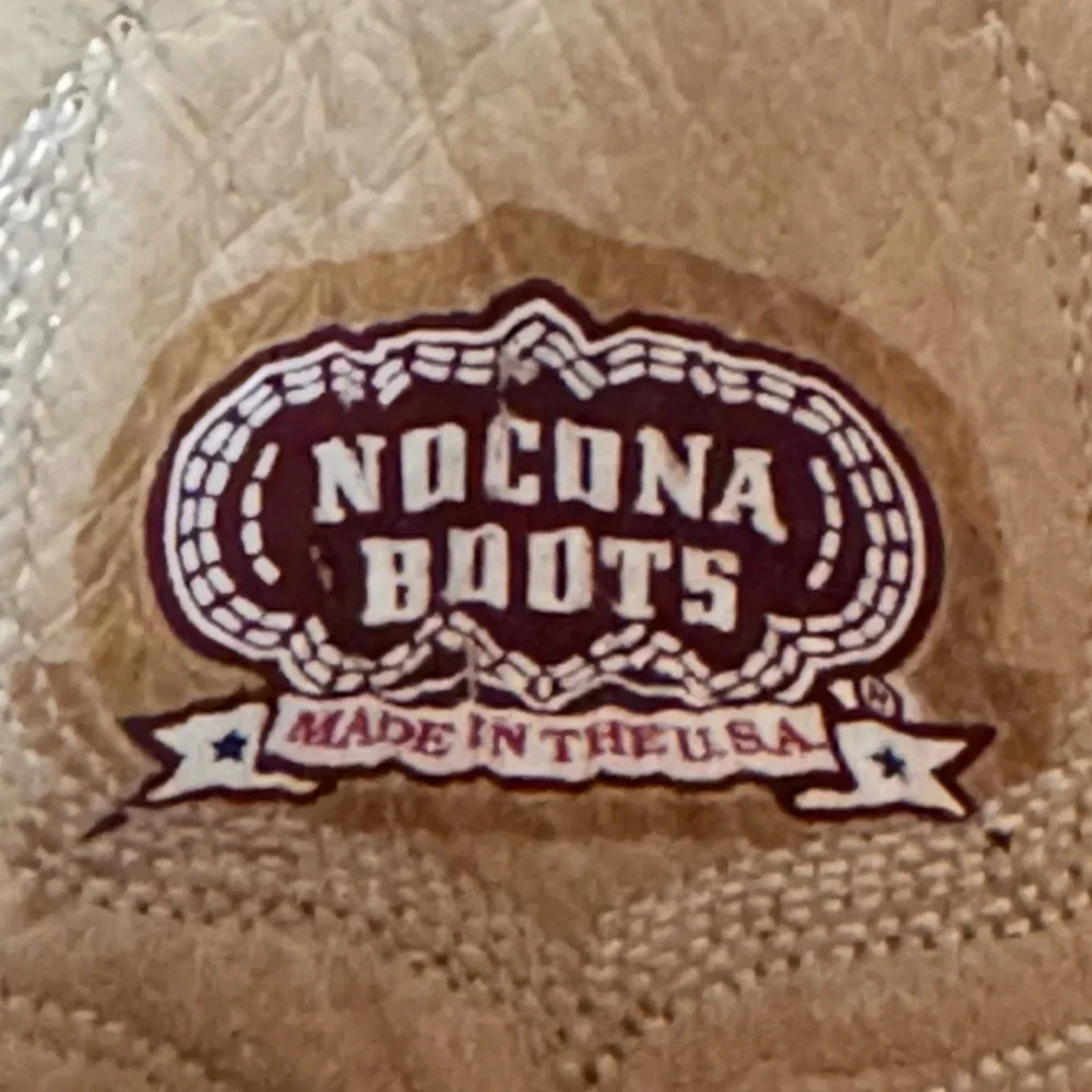 Nocona Men’s Brown Leather Cowboy Boots size 9 D Needle Toe Made in the USA‎